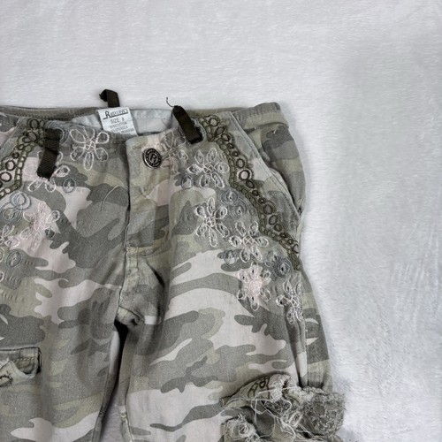 Y2K Rosy Love's Green Camo Embroidered Pants Girls Size 8 - Picture 3 of 9