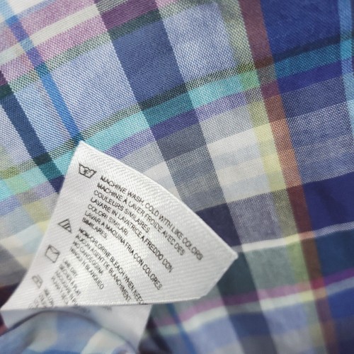 Saks Fifth Avenue Shirt Mens Small Pink Blue Plaid Linen Classic Button-Up - Picture 10 of 12