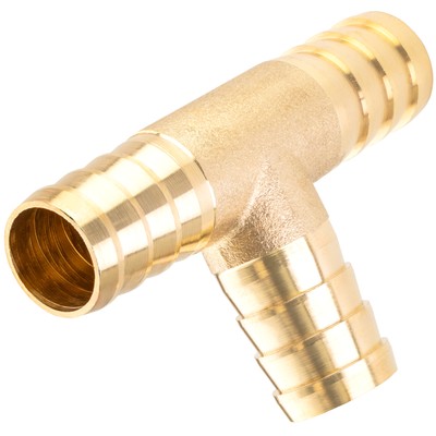 Poppstar Druckluft Schlauchverbinder T Stück mit Stecknippel Ø 10,5mm, Messing