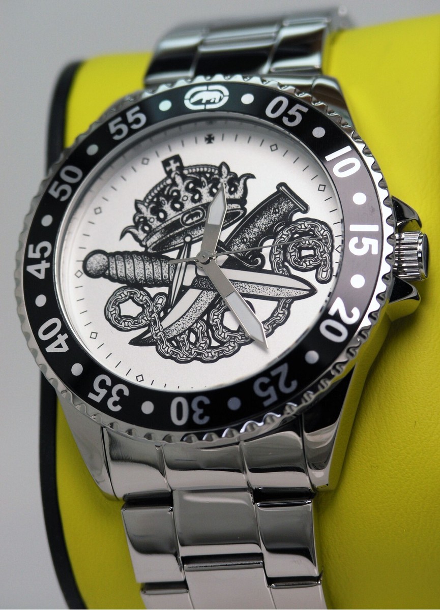 NEW MARC ECKO RHINO E8M017MV THE COURT PREPSTER WHITE DIAL STEEL