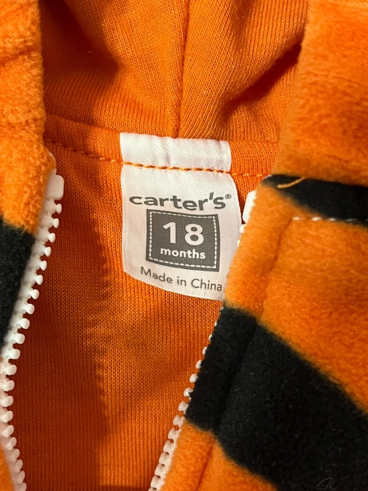 Carters Naranja Blanco Vellón Acolchado Tigger Halloween Disfraz Bebé Talla 18 Meses Foto 4 de 4