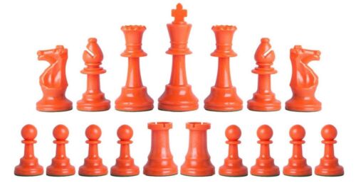 Juego de ajedrez de lujo de peso único azul marino - tablero, bolsa con naranja y piezas naturales - Imagen 2 de 5