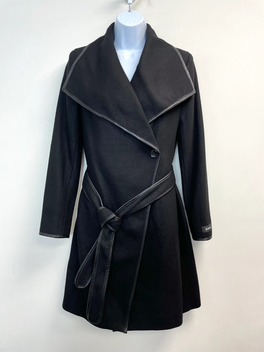 Shawl Collar Trench Coat Dkny Wrap Coat DKNY Women's Wool Blend