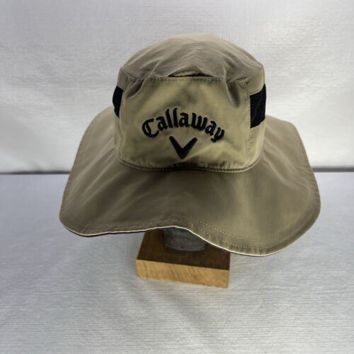 CALLAWAY Golf Bucket Hat Adult Small Medium Tan Chin Strap