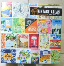 Re-Marks Vintage Atlas 1000 Pc Jigsaw Puzzle Maps New York Paris India Complete