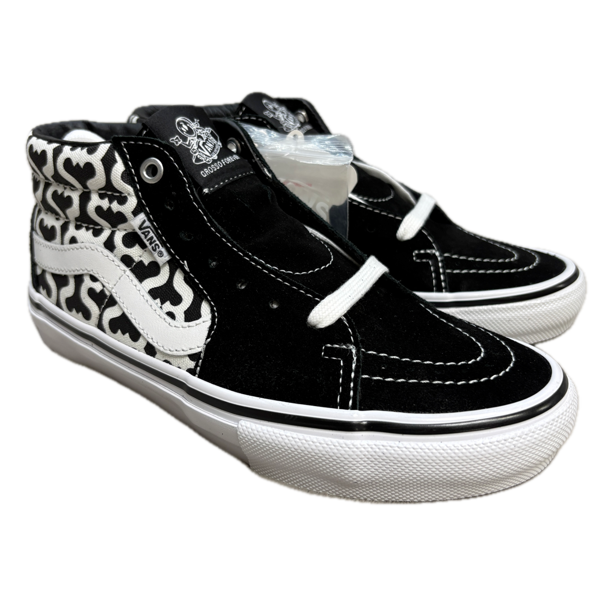 Vans Skate Grosso Mid Supreme Monogram S Logo Black White Shoes