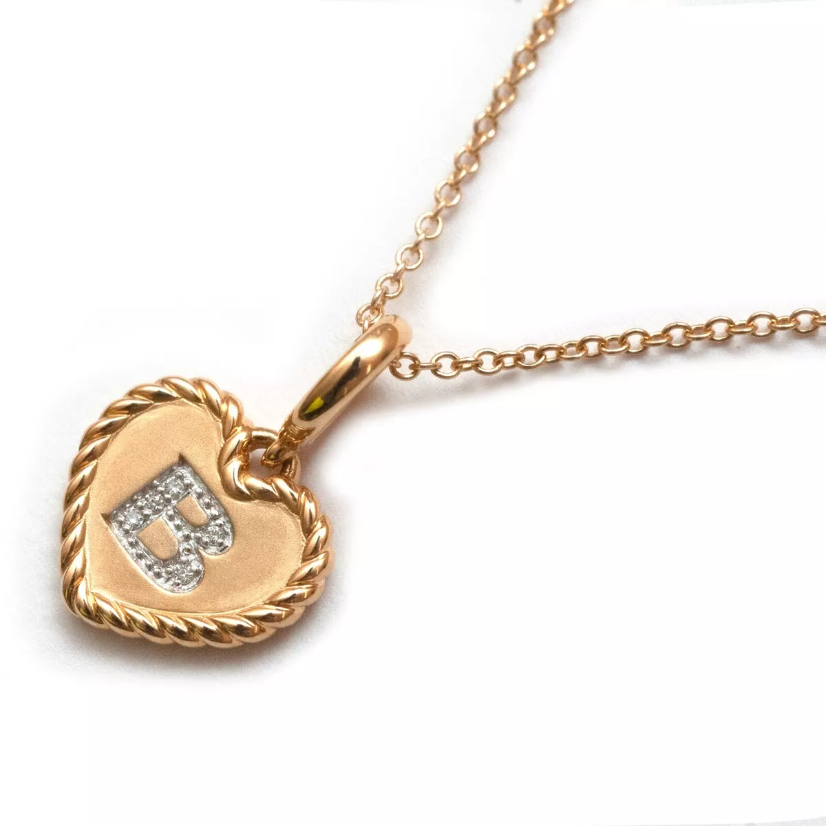 Initial Pendant W Letter Charms Diamond Necklace 18K Gold-G,VS 18 Chain / 18kwhite Gold