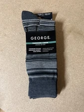 George Nylon Fashion Crew Socks Size 6-12 3 Pair Pack