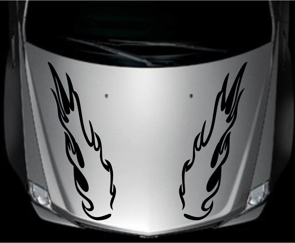 Car Decals Outline Flames 8''x33'' Motorcycle Vinyl Hood stickers