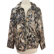 Zenergy by Chico's Jacket Size 1/M Brown Black Animal Print