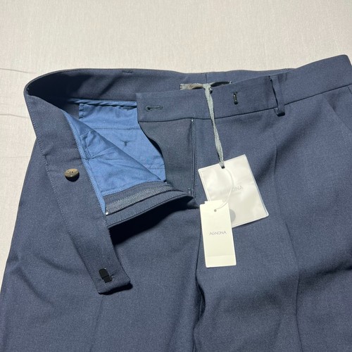 NWT Agnona Women's Blue Straight Leg High Rise Ankle Preppy Pant Size 42R - Picture 9 of 16