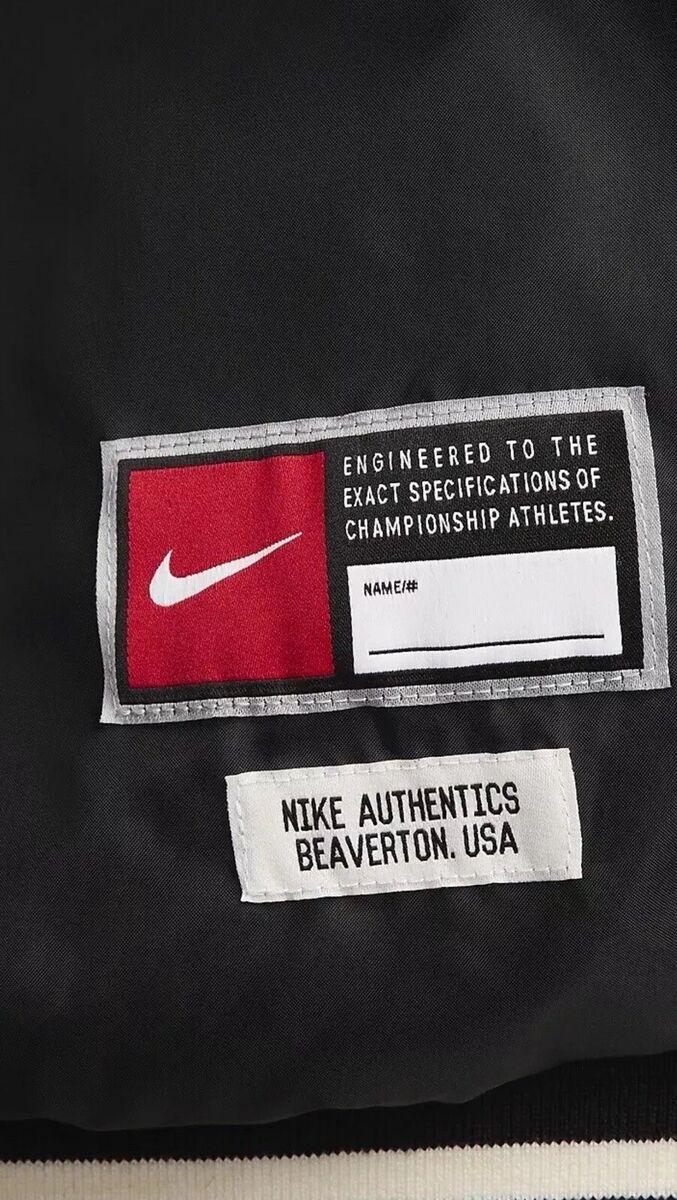 SMALL - Nike Authentics Men's Varsity Jacket Black Leather SMALL - Nike Authentics Men's Varsity Jacket Black Leather