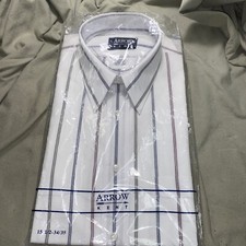 NEW VINTAGE KENT COLLECTION ARROW MEN SHIRT WHITE W/Stripes NOS 15-1/2 34/35