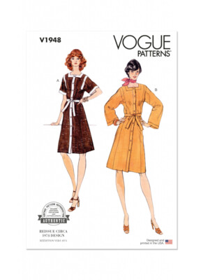 Vogue Patterns V1948 Misses' Vintage 1974 Pattern Reissue Loose-Fitting Dress