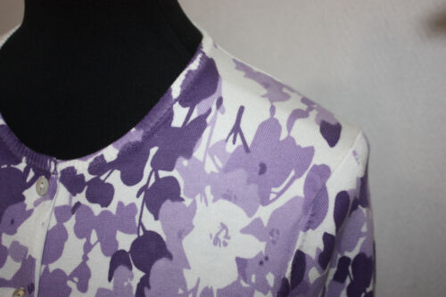 Lands' End Gr. XS 2-4 Supima Baumwolle Strick lila Blumen Knopf Cardigan Pullover - Bild 3 von 6