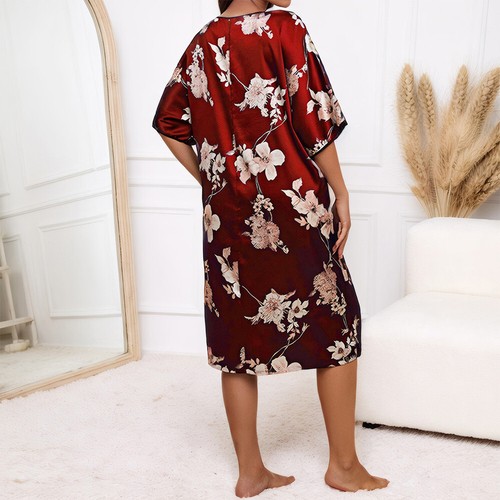 Plus Size Womens Stain Silk Nightdress Pyjamas Sleepwear Nightwear Loungwear - Picture 6 of 18