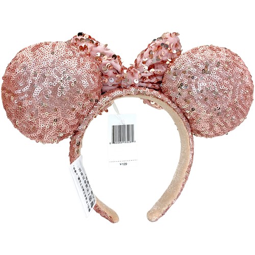 Japan Tokyo Disney Resort Sequin Pink Gold Ribbon Minnie Ears Headband US - Picture 8 of 8