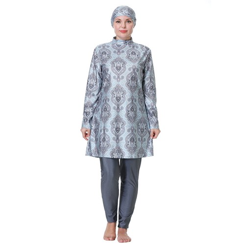 3pcs Plus Size Muslim Women Floral Swimwear Burkini Full Cover Swimsuit Bathing - Picture 11 of 41