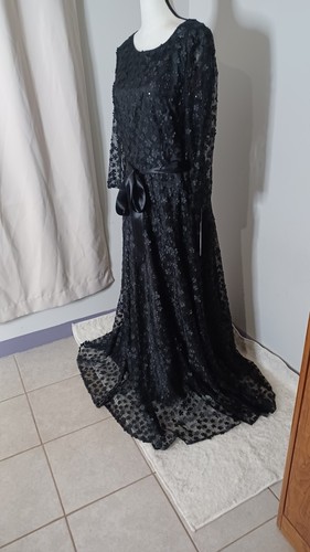 Tahari Women's Formal Black Maxi Cocktail Dress, Size 16 - Picture 3 of 10