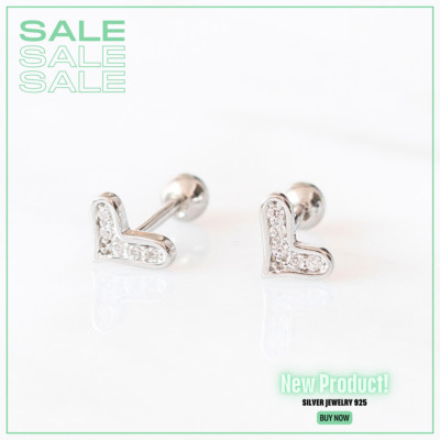 925 Silver Earrings for Women heart  , Aretes Plata , 925银
