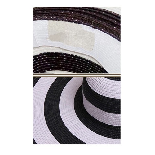 Women's Summer Large Floppy Folding Wide Brim Stripe Cap Sun Straw Beach Hat US - Picture 11 of 28