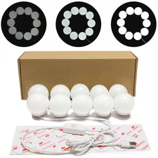New Hollywood Make Up Mirror Lights - 10 LED Kit Bulbs, Dimmable Lamp