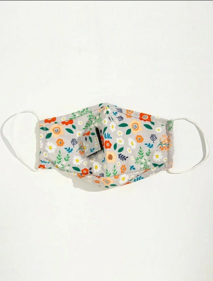 Cubierta facial de 2 piezas con orificio de paja grande lavable reutilizable hecha a mano Foto 2 de 4