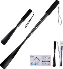 Shoe Horn Long Handle,14.5"-37" Retractable Shoe Horn,Aluminum Shoe Horn for Men