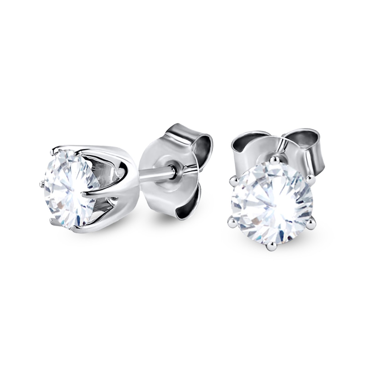 Ct Round Cut Certified Moissanite Solitaire Stud Earrings 14K
