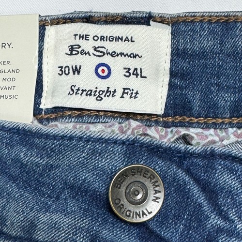 NEW Ben Sherman Blue Astor Stretch Denim Straight Leg Jeans 30x34 NWT $69 - Picture 15 of 19