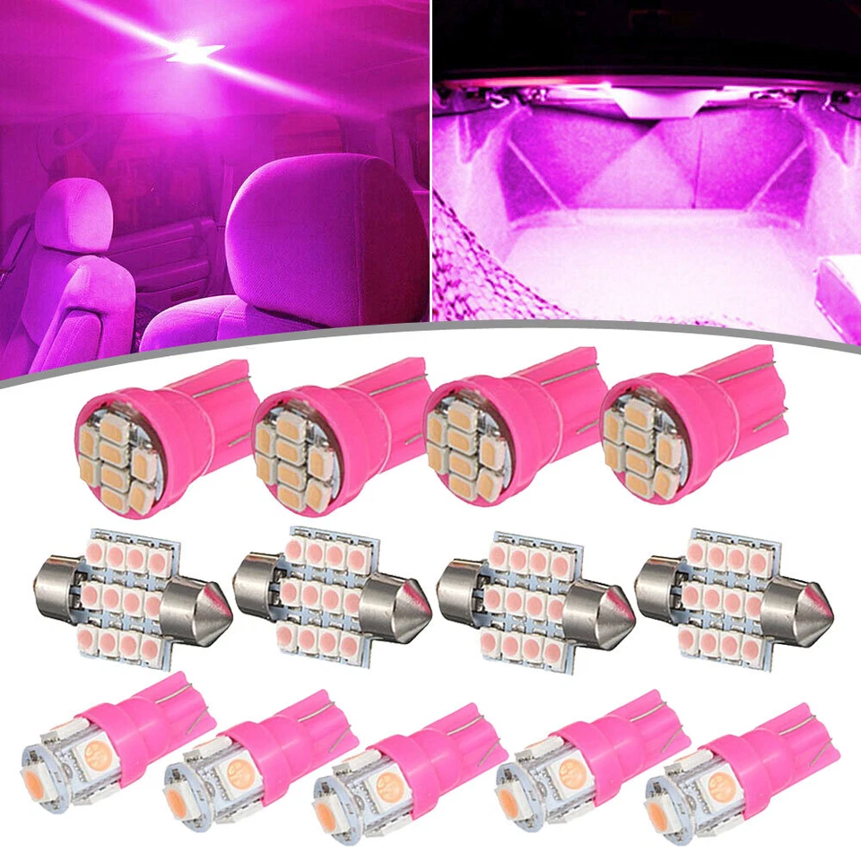 13 шт розовых светодиодных ламп для салона автомобиля купольная карта номерной знак лампы аксессуары - Изображение 4 из 4