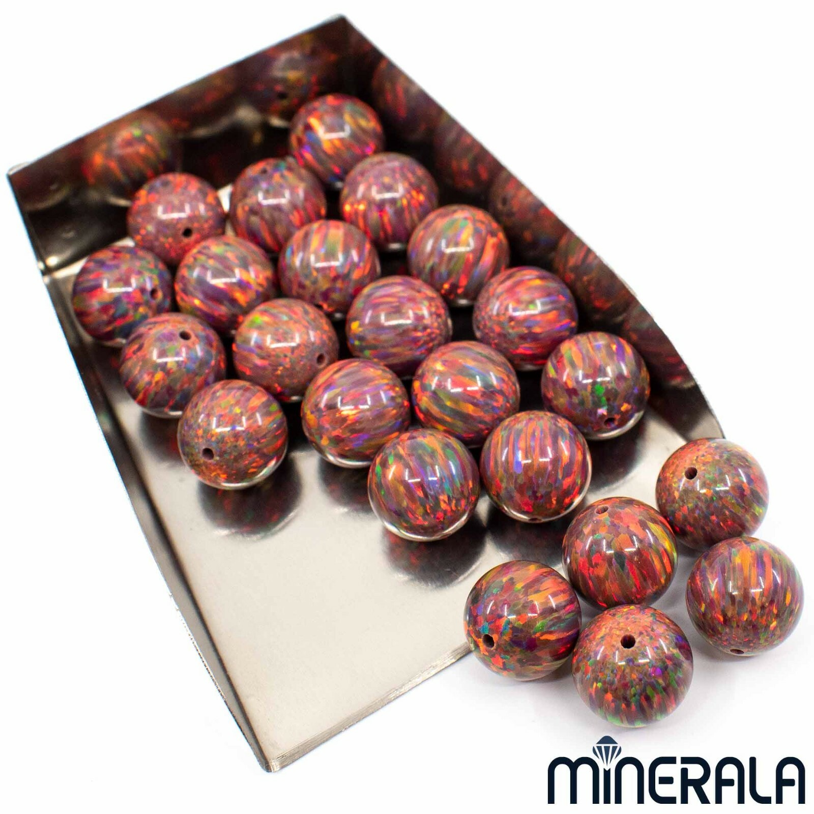 FIRE RED SYNTHETIC LAB CREATED OPAL LOOSE ROUND BEADS FULL DRILL WP001C0 GORĄCA, oryginalna gwarancja