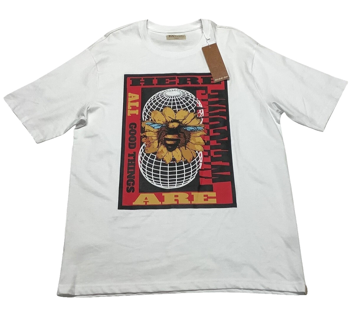 Мужская футболка AGTAWH с коротким рукавом, Белая, 2XL