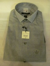 NWT Men's J.Ferrar LONG SLEEVE DRESS SHIRT sz 14-14 1/2 32-33 Fitted,Black White