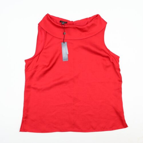 NWT Talbots Sz 12P Women's Red Blouse Sleeveless Cowl Neck 100% Polyester