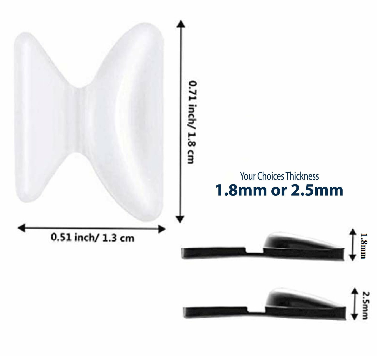 4 Pairs Antislip silicone Stick On Nose Pads For Eyeglasses Sunglasses