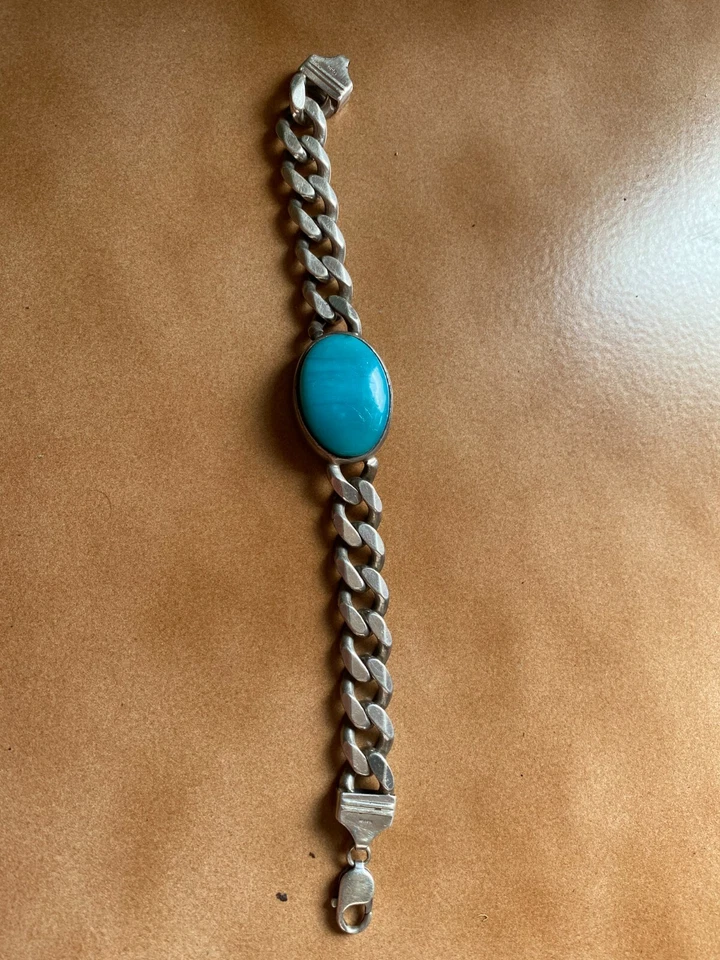 绿松石和纯银链式手链斯里兰卡制造 — 第 4/4 张图片