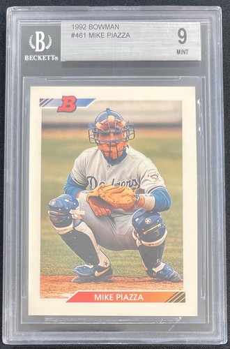 1992 Bowman #461 Mike Piazza Rookie Card BGS 9 Mint RC SP LA Los Angeles Dodgers - Picture 1 of 1