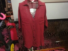 San Joy womens M-L burgundy shirt top with open design back