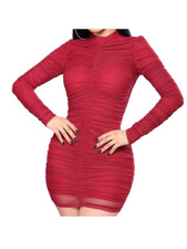 NWT Fashion Nova Ruched Paparazzi Burgundy/Red Midi Dress. Size M 