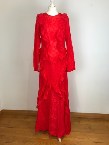FREE PEOPLE x DELFI 'Annika' Ruffle Maxi Dress - Red MEDIUM RRP$624 - Picture 11 of 21
