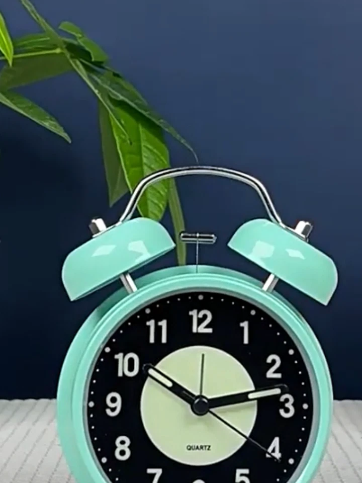 Retro Twin Bell Alarm Clock Quartz Silent Luminous Dial Nightlight Analog Clock - Image 2 of 4