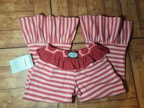 NWT PERSNICKETY Brick Red and Coral Cotton Polka Dot Striped Ruffled Pant 4 year - Picture 2 of 4