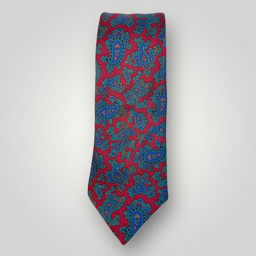 Vintage Welch Margetson Silk Tie Dark Red Paisley United Kingdom 3.25”x 58.5” - Picture 6 of 7