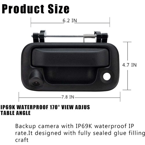 Cámara de reversa con manija de puerta trasera de monitor espejo de 4,3" para Ford F150 F250 F350 F450 - Imagen 3 de 10