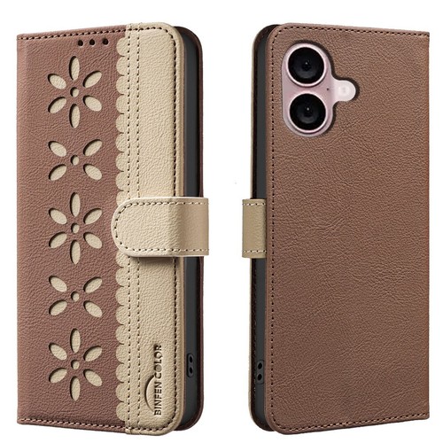 Luxury Splice Leather Flower Wallet Cover Case For 16E 16 15 14 13 12 11 Pro Max - 第 18/19 張圖片