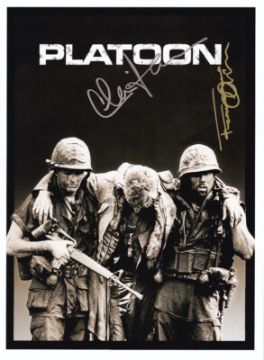 Charlie Sheen Francesco Quinn Platoon Hand Signed Autograph Photo