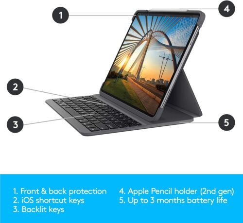 Logitech Slim Folio Pro for iPad Pro 12.9" (3rd & 4th Gen) - Picture 3 of 5