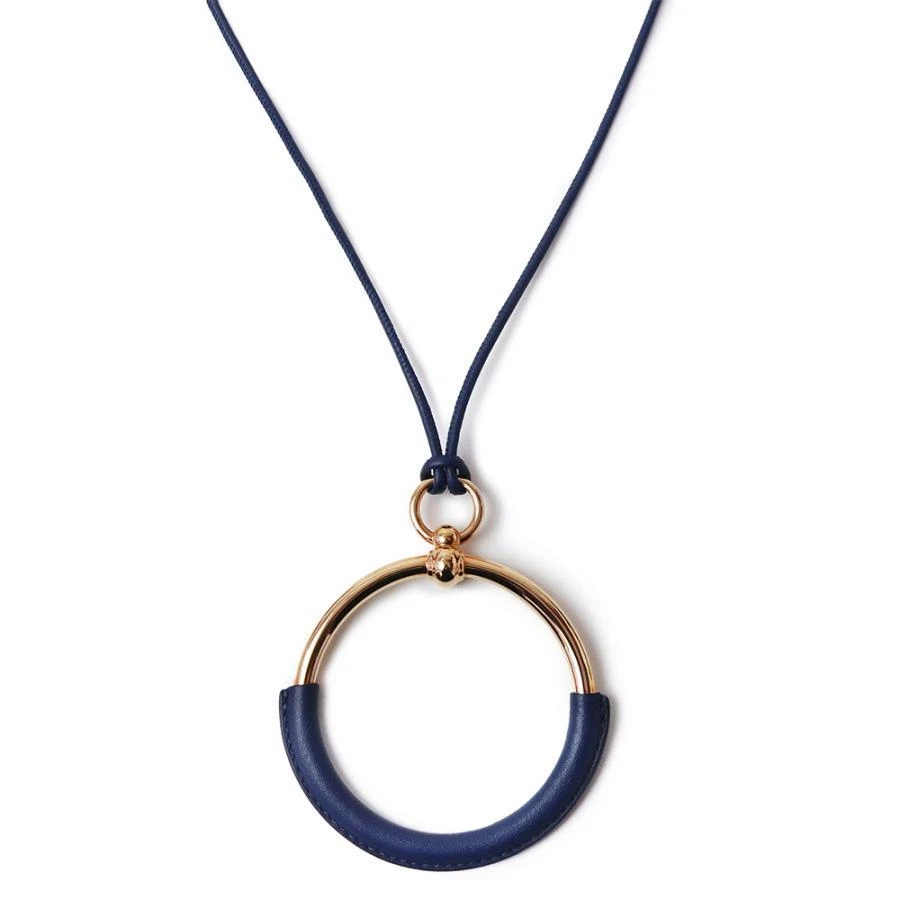 Hermes loop grand pendant necklace 48cm Vaud Swift leather blue
