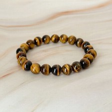 Natural Yellow Tiger's Eye Stone Bracelet Tiger Eye Gemstone Stretch Bracelet